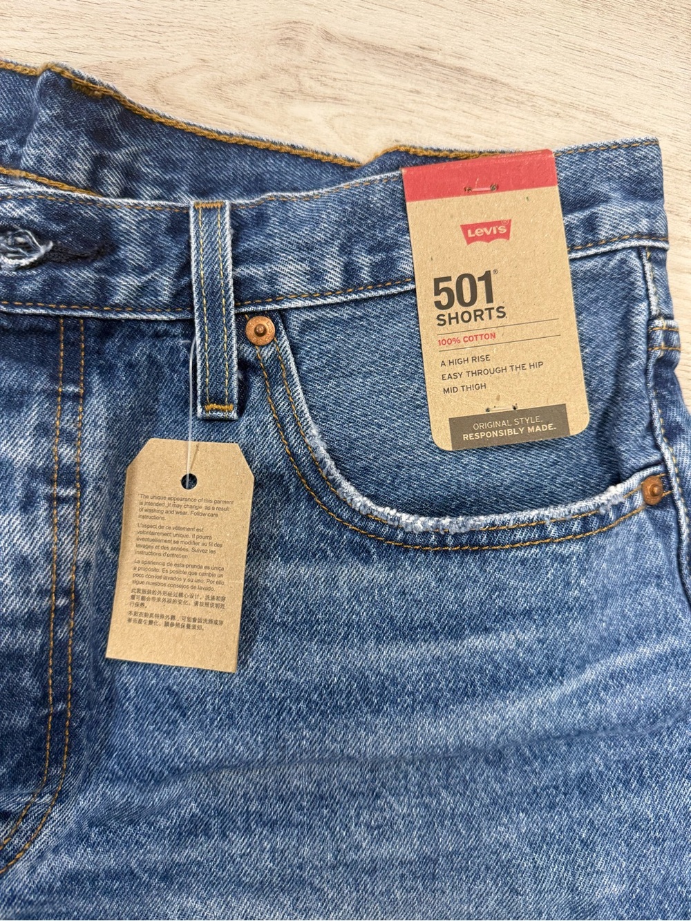 Levi's Blue Distressed Cutoff Denim Shorts - Women's - Picture 3 of 4